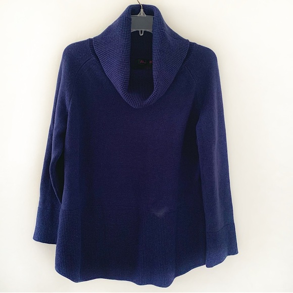 NWT Elena Wang Cowl Neck Indigo Sweater Sz L - Picture 1 of 6